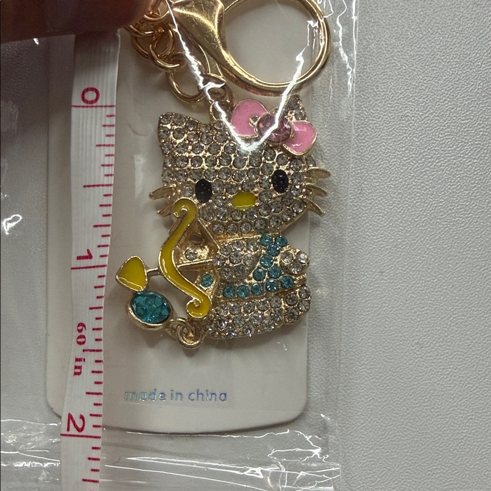 Kitty Cat Keychain/Charm with Bow - Picture 2 of 2